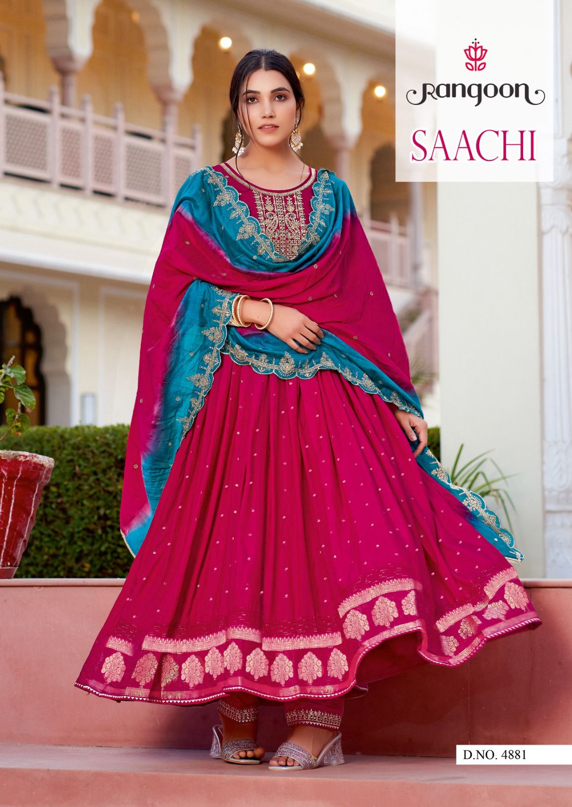 Rangoon Saachi Wedding Wear Anarkali Kurti With Bottom Dupatta